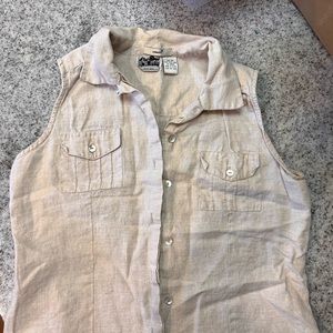 Vintage Edward Irish Linen mother of pearl button up top